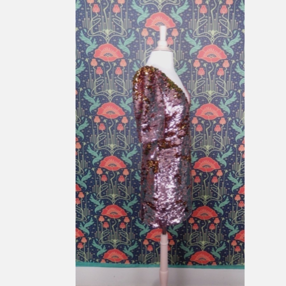 For Love & Lemons Sparklers Pink Gold Sequin Mini Party Dress XS/S Nwt - Picture 8 of 9